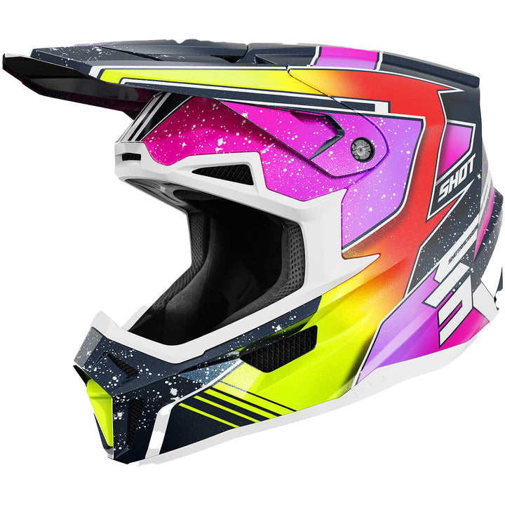 CASQUE SHOT LITE RACING BLUE NEON YELLOW PEARLY