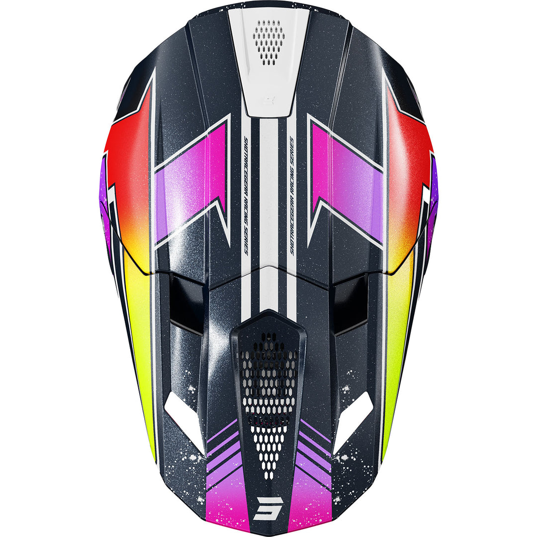 CASQUE SHOT LITE RACING BLUE NEON YELLOW PEARLY