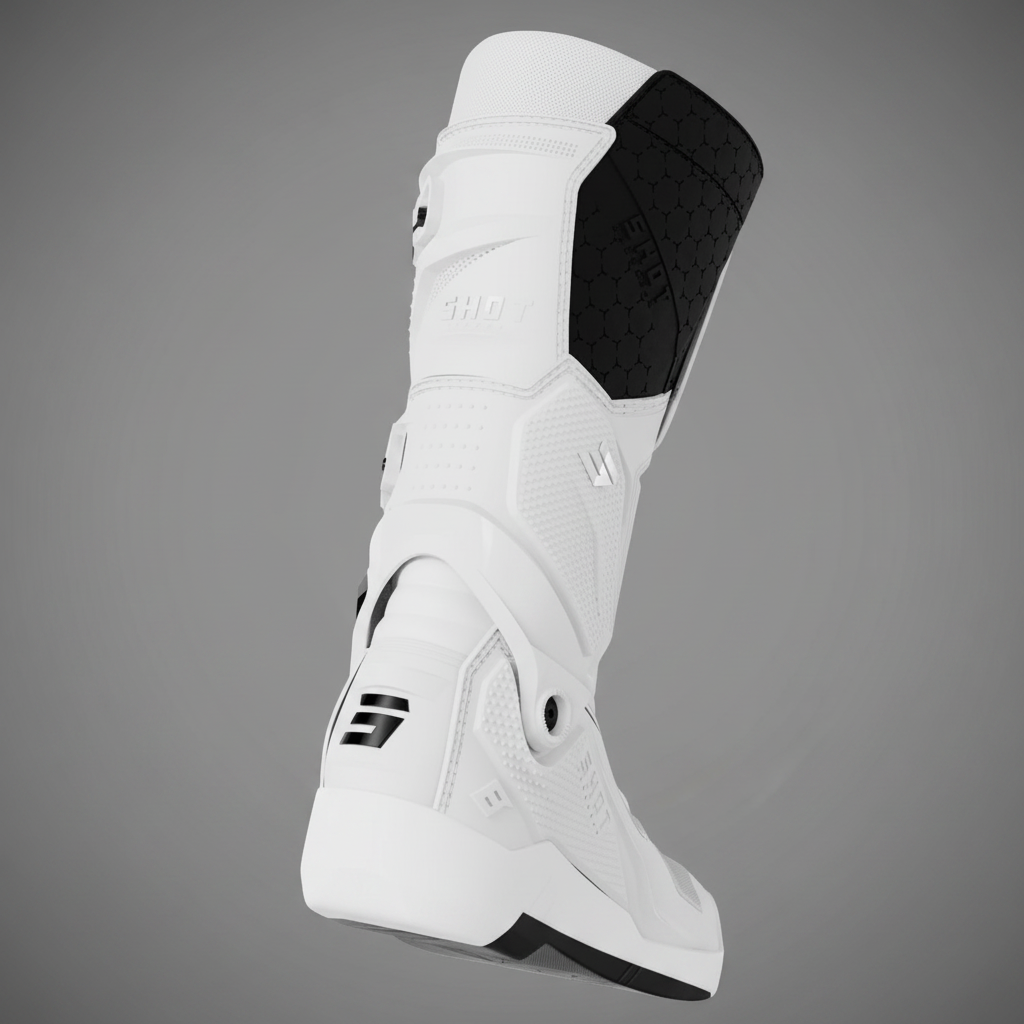 Botas Shot Race 8 White traseira - fundo garagem