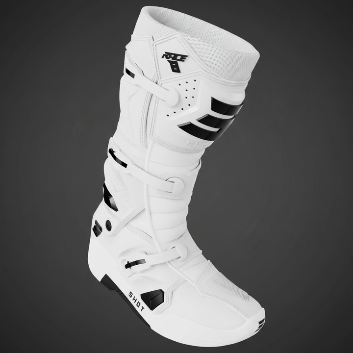 Botas Shot Race 8 White frente - fundo garagem