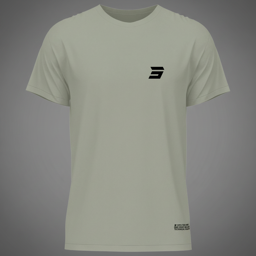 T-shirt crew kaki front - grey garage background