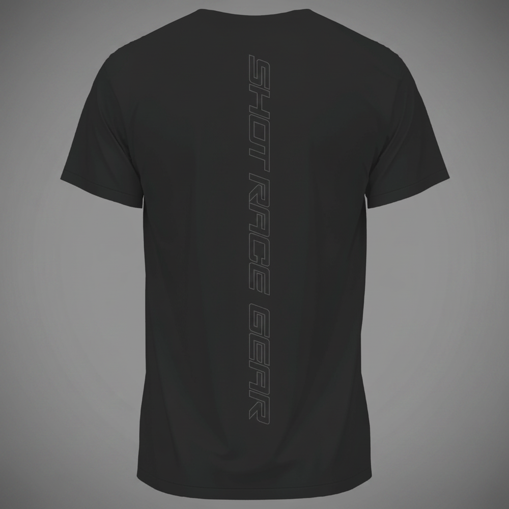 T-shirt urban black back - grey garage background