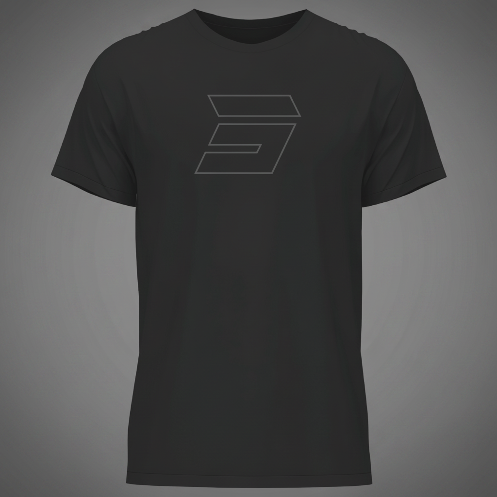 T-shirt urban black front - grey garage background