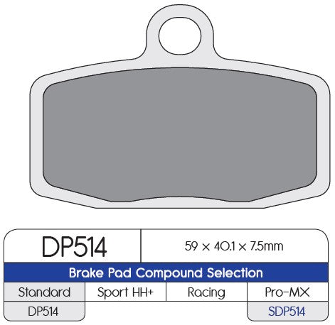 PLAQUETTES DE FREIN FRITTÉES FREIN AVANT DP SDP514